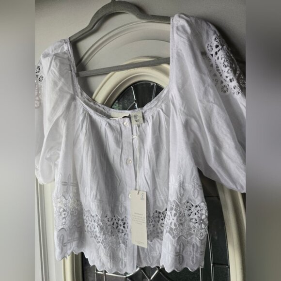 Calypso St. Barth White Puff Sleeve Sleep Short Set - Picture 4 of 7